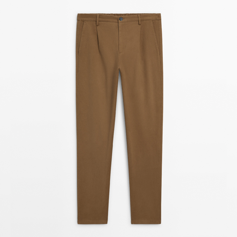 Брюки Massimo Dutti Jogger-fit Twill, бежевый брюки massimo dutti micro twill tapered fit chino светло коричневый