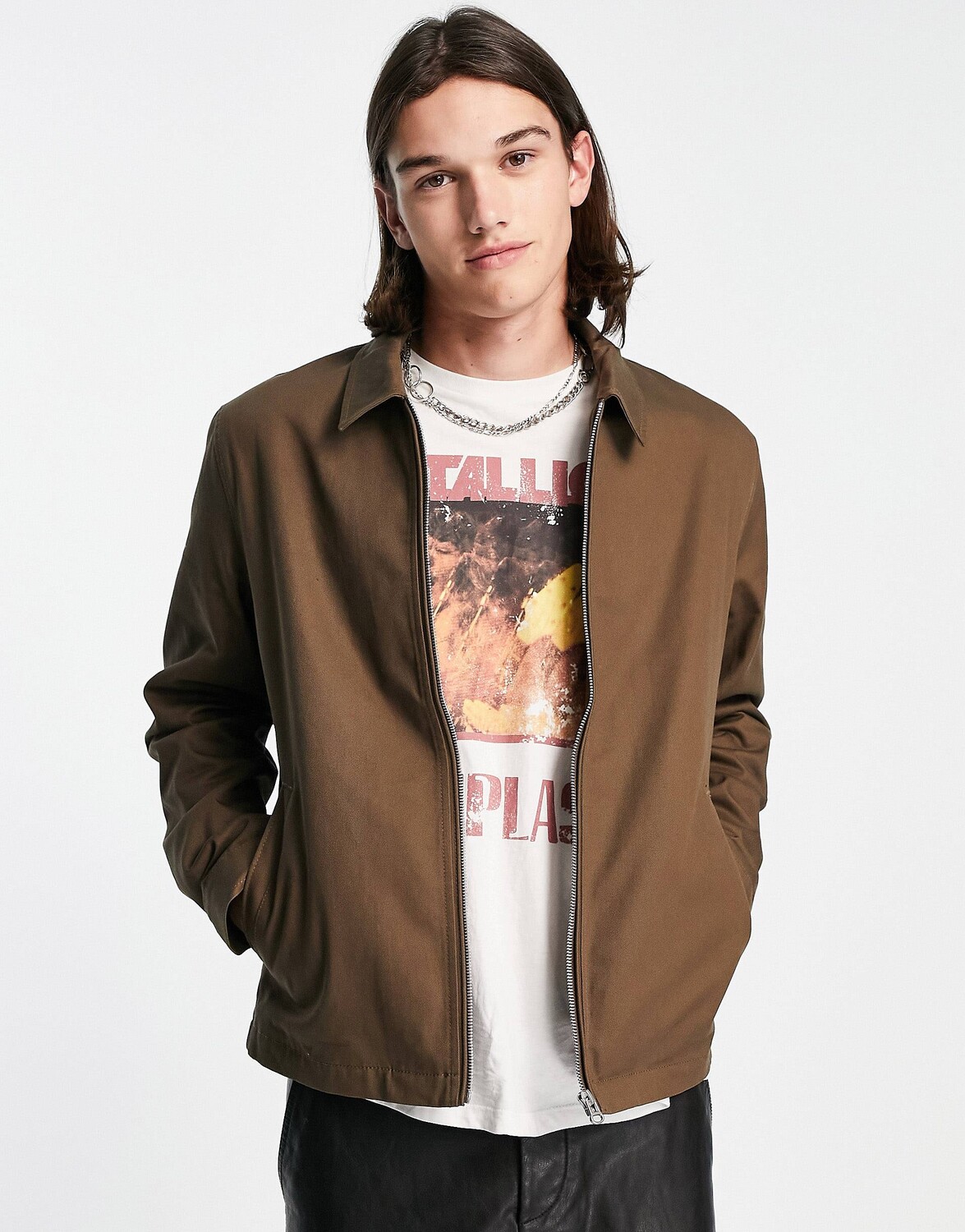 

Коричневая куртка харрингтон стандартного кроя ASOS DESIGN, Коричневый