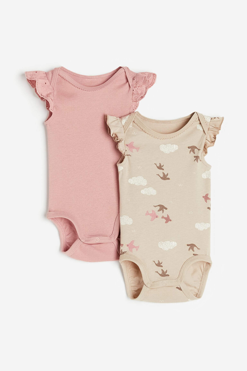 

Комплект боди H&M Picot-trimmed, 2 предмета, розовый/бежевый