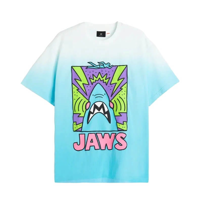 

Футболка с принтом H&M Jaws Relaxed Fit, светло-голубой