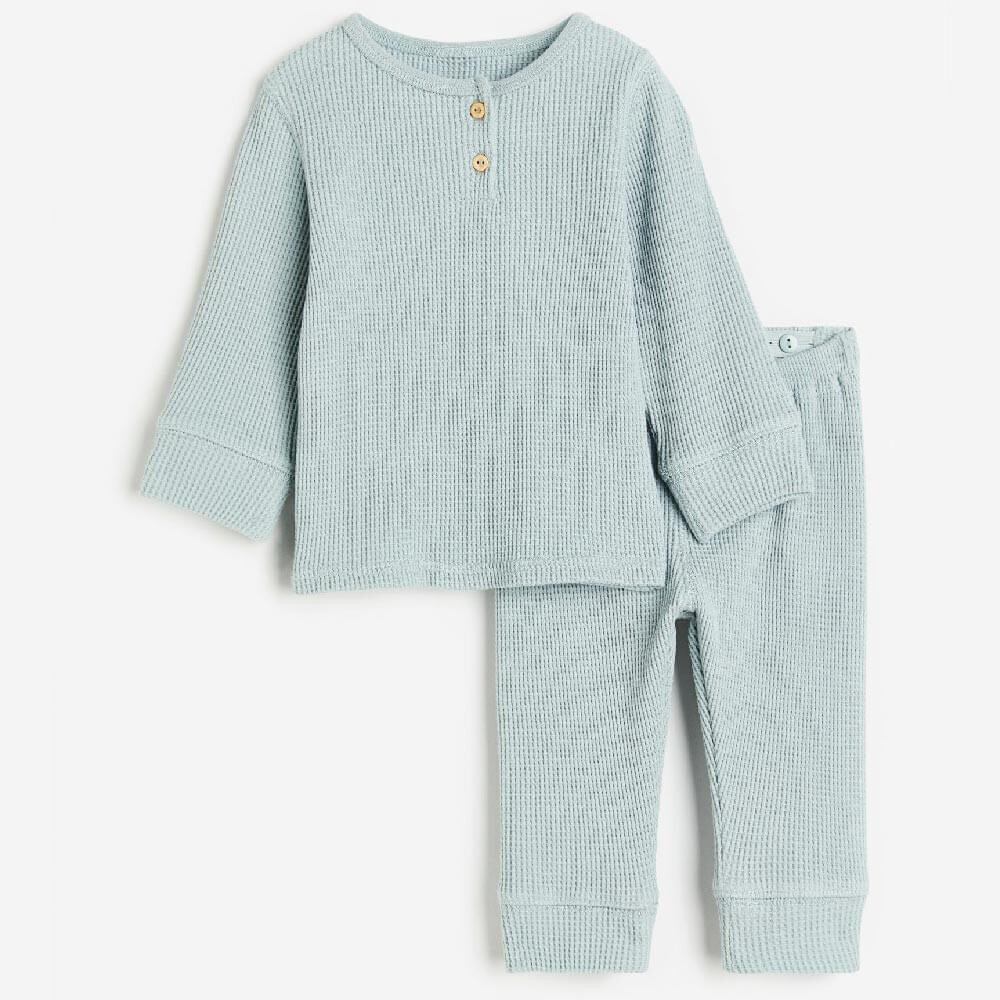 

Комплект одежды штаны и футболка H&M Waffled Set, светло-голубой