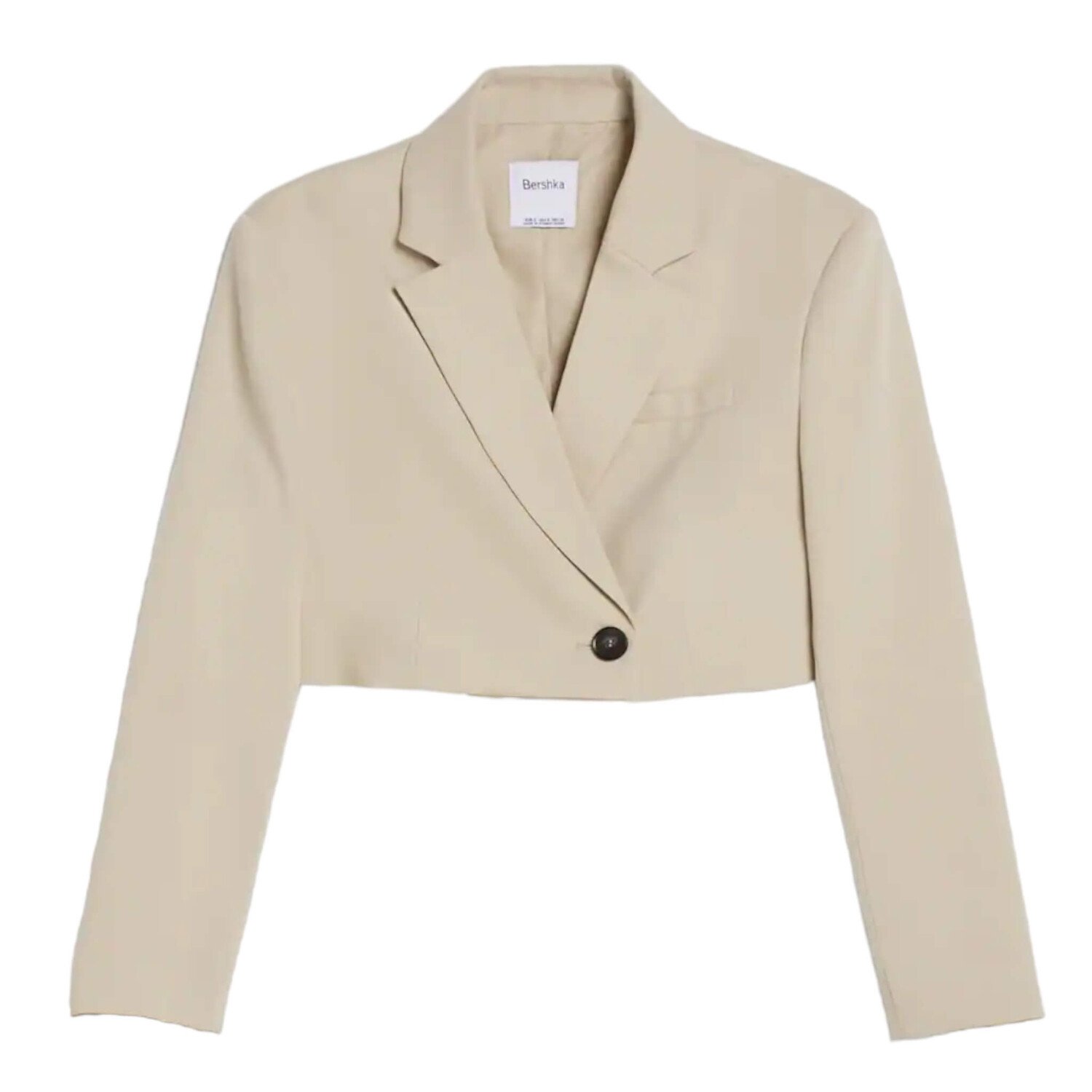 

Пиджак Bershka Cropped Tailored Twill, бежевый
