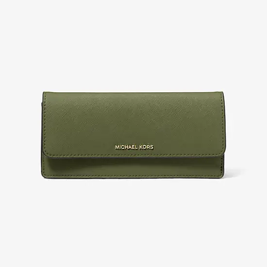 

Кошелек Michael Kors Jet Set Large Saffiano Leather Snap-Front, оливковый