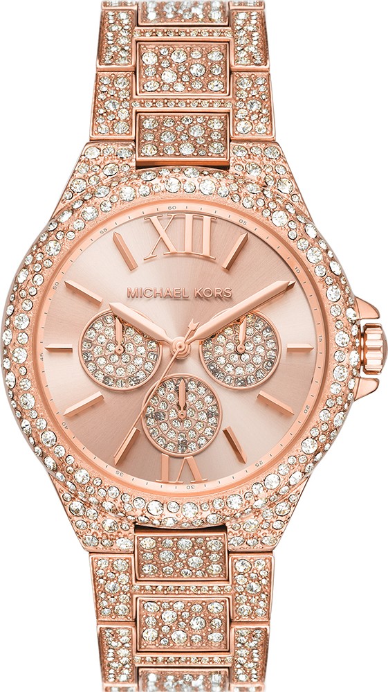 цена Часы наручные Michael Kors Oversized Camille Pavé Rose Gold-Tone, розовый