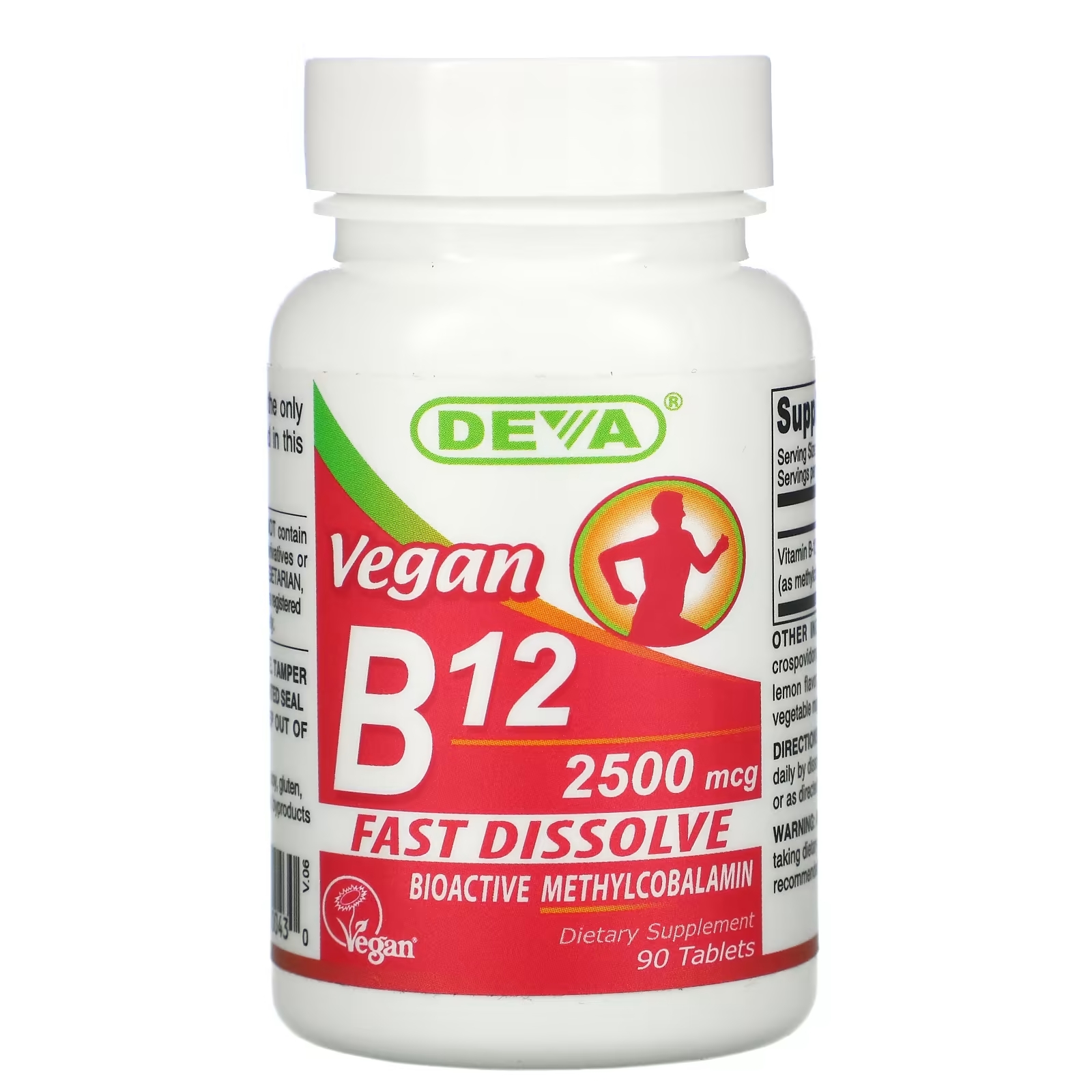 Deva Веганский витамин B12 быстрорастворимый 2500 мкг, 90 таблеток витамин b12 2500 мкг nature s bounty 75 таблеток