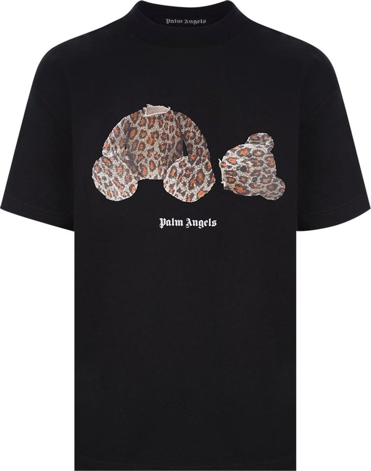 Футболка Palm Angels Leopard Bear Classic Tee 'Black/Brown', черный - фото