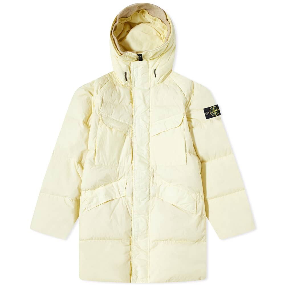 

Длинное пуховое пальто из жатого репса Stone Island, Серый