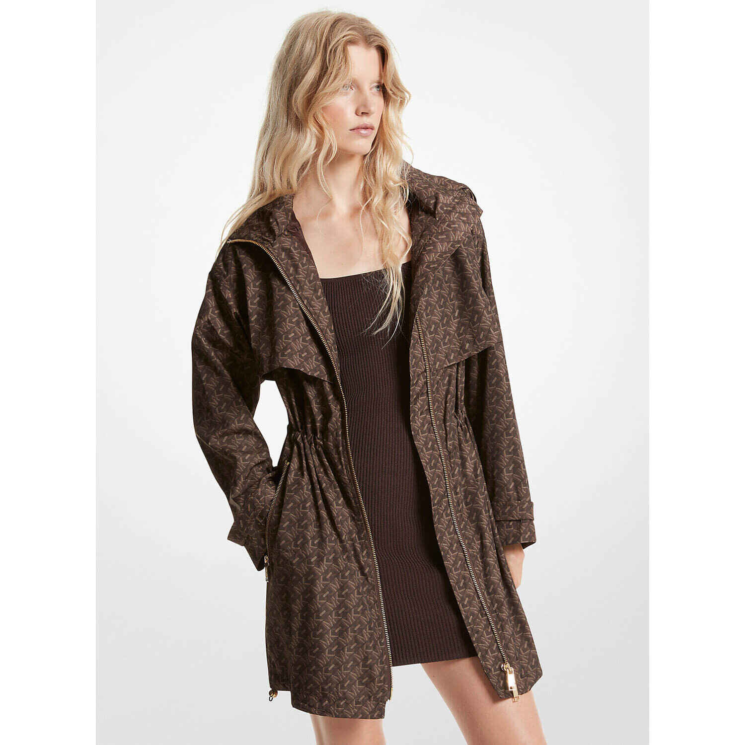 

Анорак Michael Michael Kors Empire Signature Logo Print, коричневый