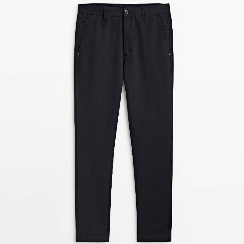 

Брюки Massimo Dutti Linen Blend Tapered, темно-синий