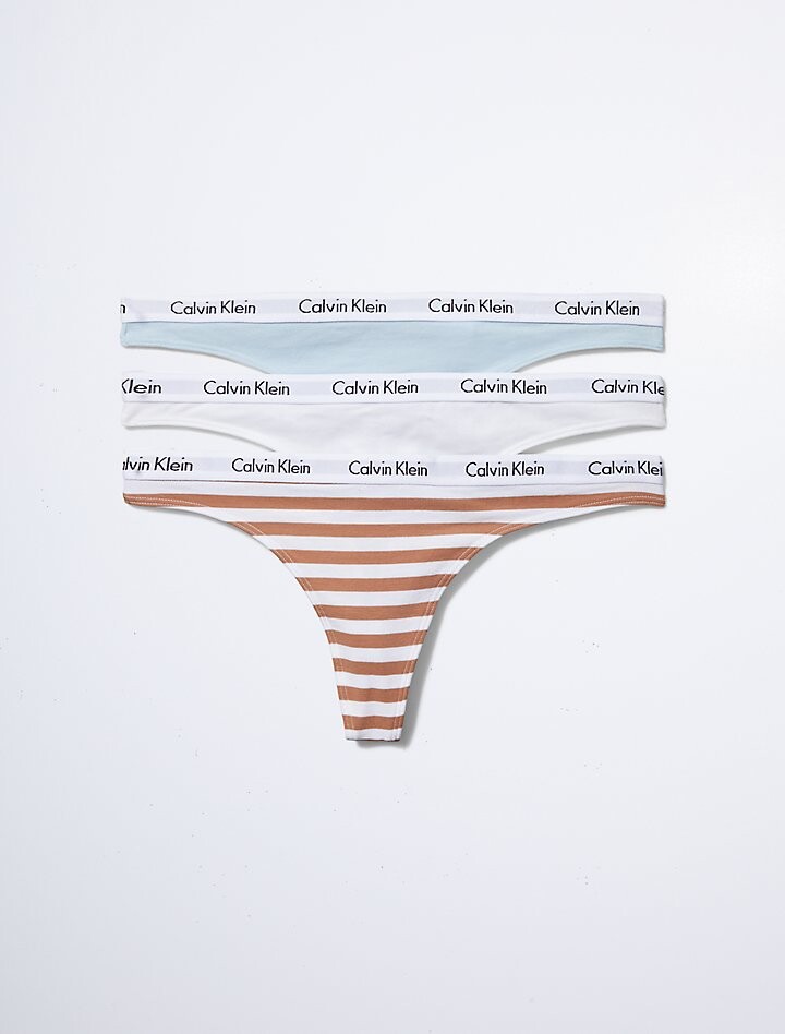 

Комплект из 3 хлопковых стрингов с логотипом Carousel Calvin Klein, синий