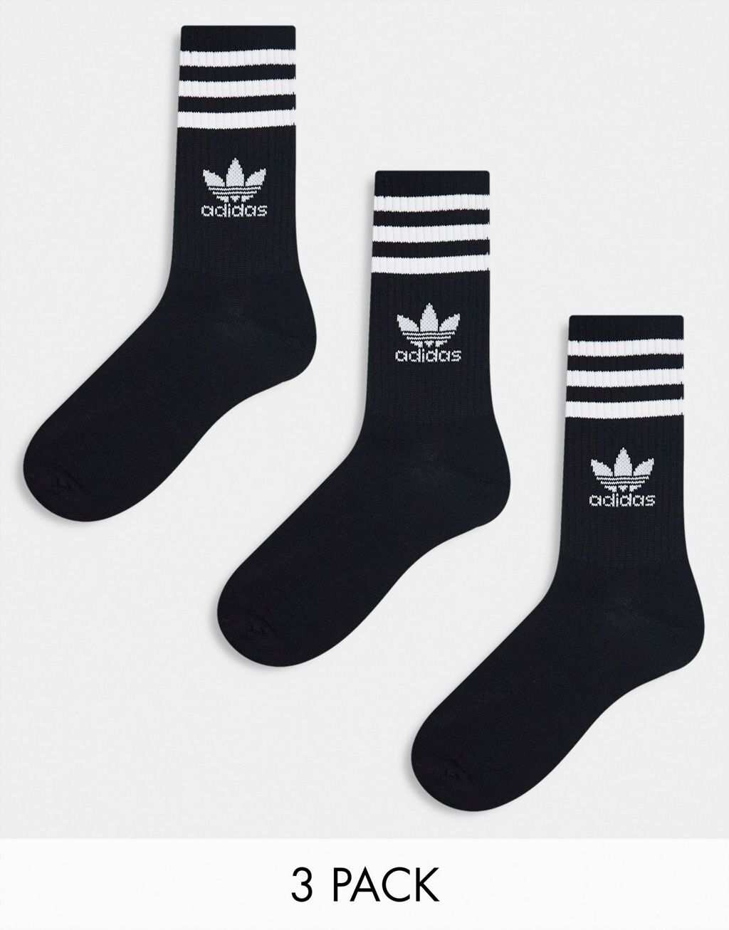 

Комплект из трех черных носков среднего кроя adidas Originals