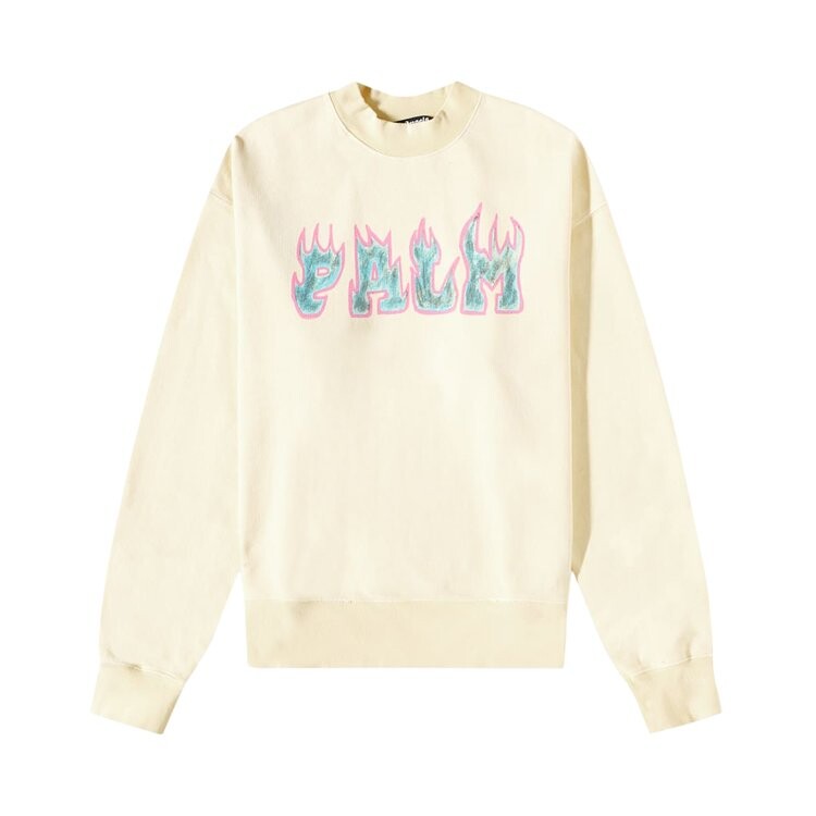 

Толстовка Palm Angels Logo Flames Vintage Crew Sweatshirt 'White/Purple', белый