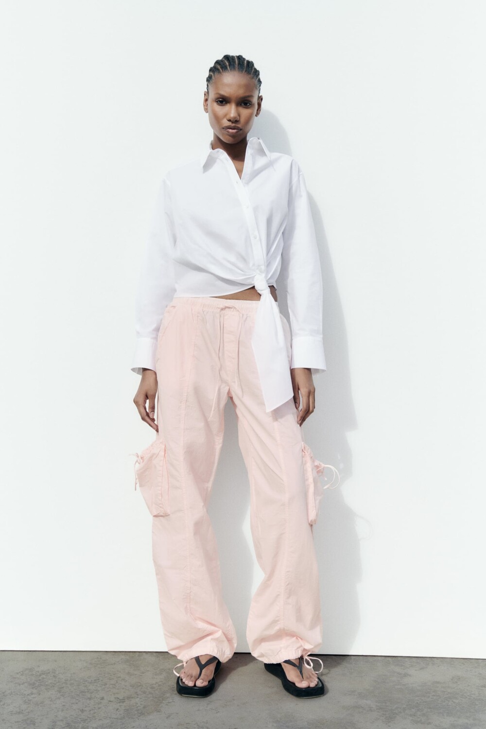 

Рубашка с боковым узлом ZARA, белый