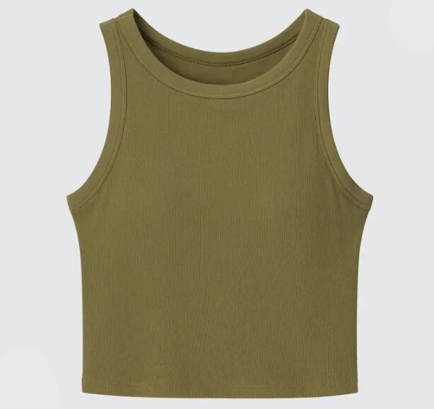 

Топ укороченный без рукавов в рубчик Uniqlo Ribbed Cropped Sleeveless Bra, темно-зеленый