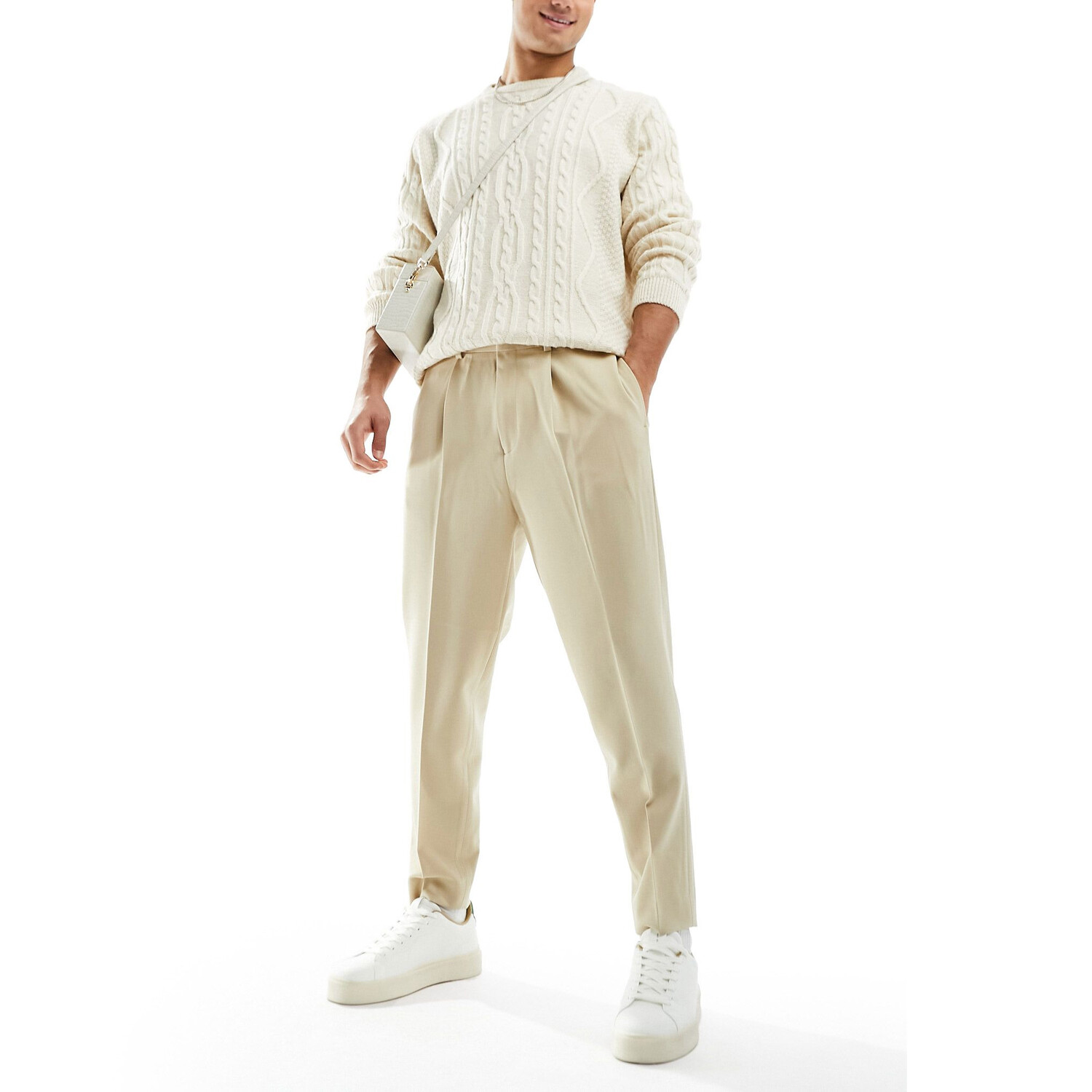 

Брюки Asos Design Smart Tapered, серо-бежевый
