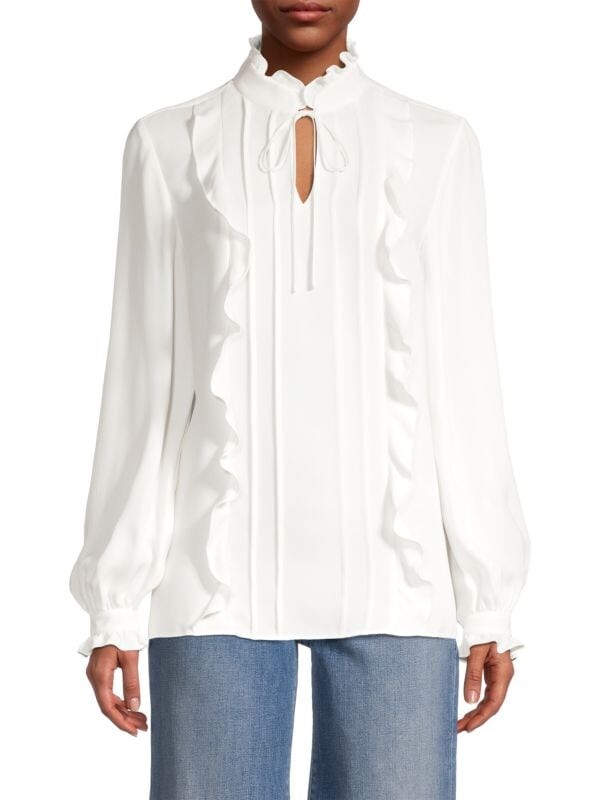 

Шелковая блузка harlan с оборками Lafayette 148 New York Cloud