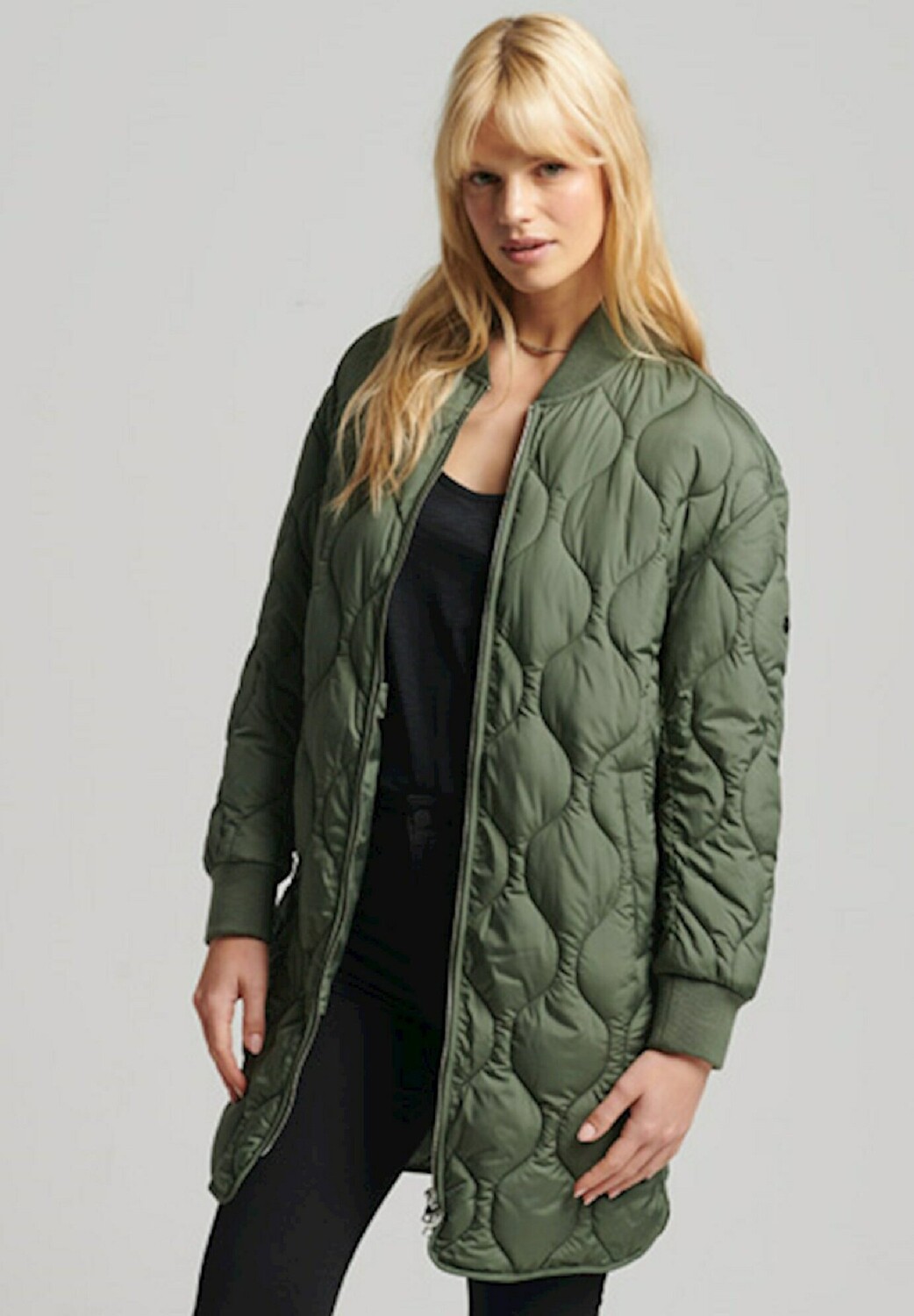 Пальто зимнее Superdry, зеленый