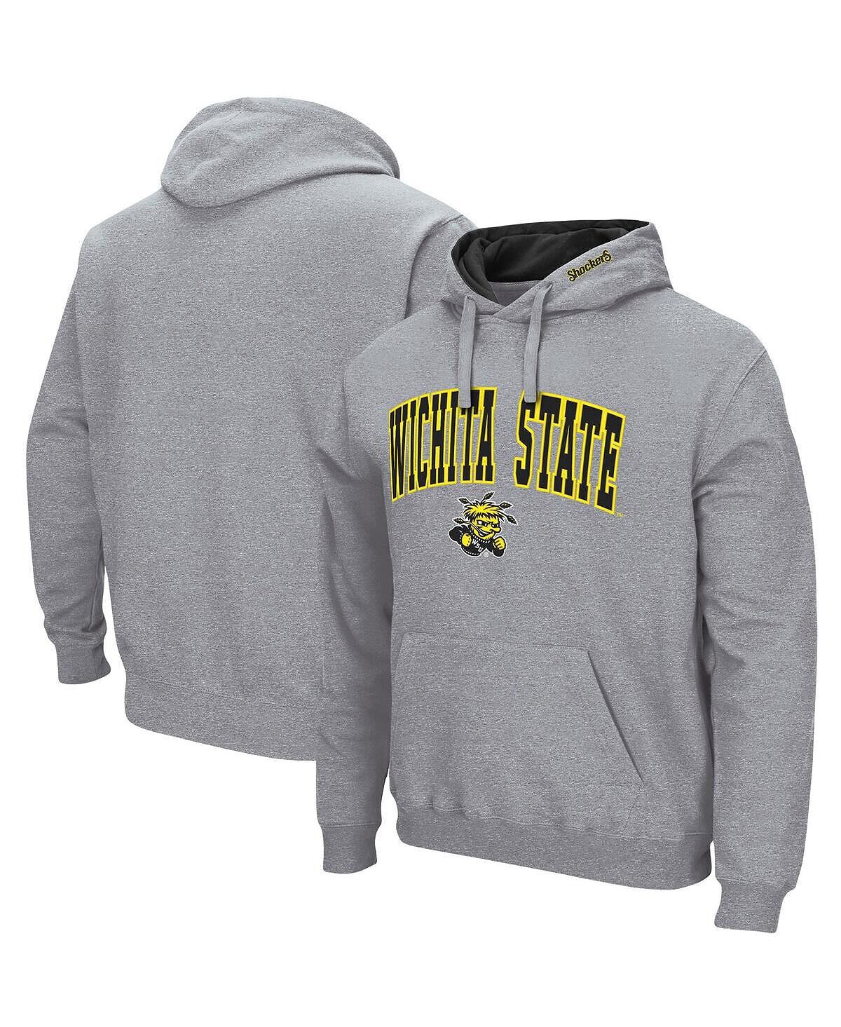

Мужская толстовка с капюшоном wichita state shockers arch and logo с меланжевым серым оттенком Colosseum, мульти