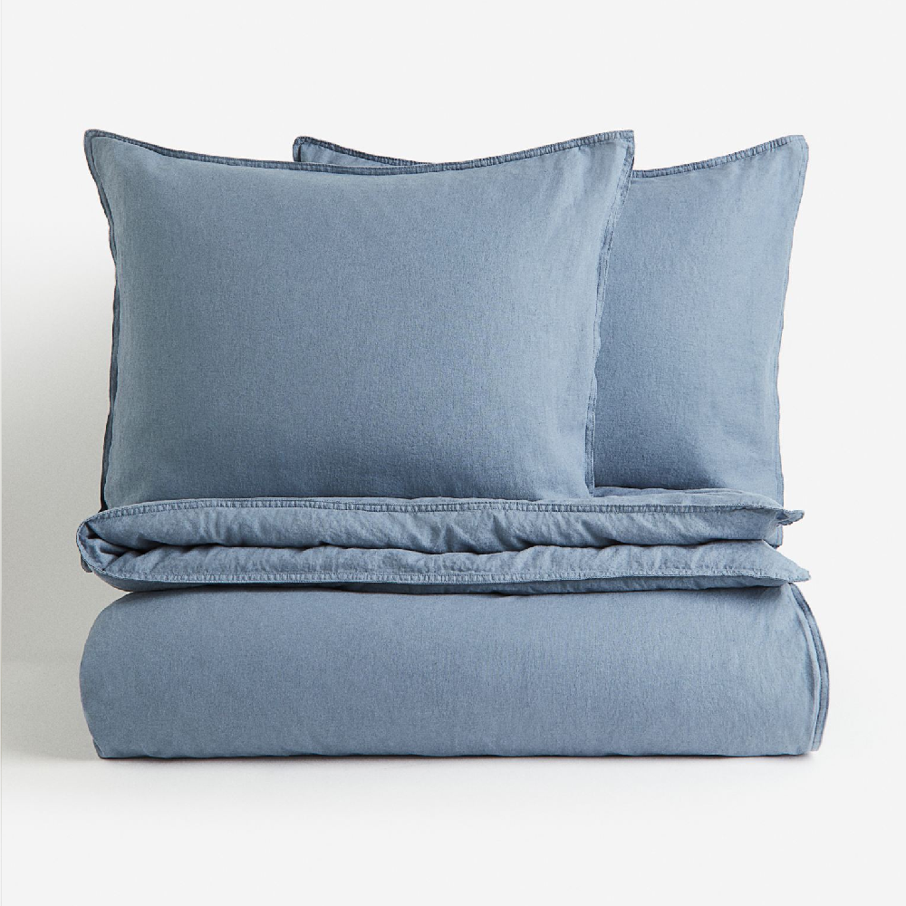 Комплект двуспального постельного белья H&M Home Linen-blend, синий