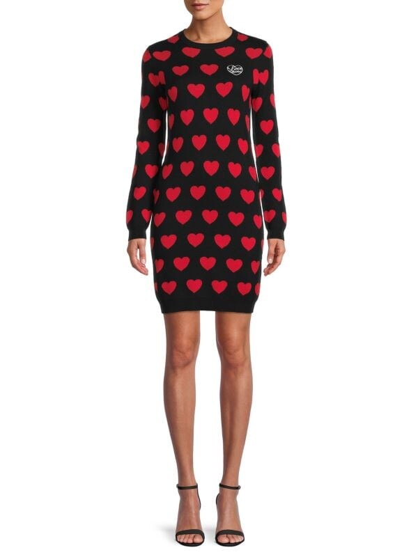 

Платье-свитер hearts из смесовой шерсти Love Moschino Nero red