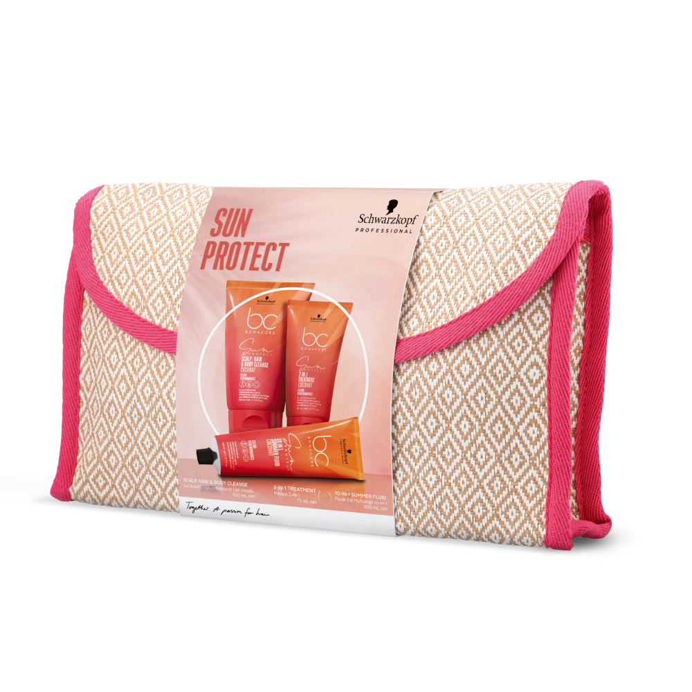 

Schwarzkopf Professional BC Sun Protect набор: маска для волос УФ-защита, 250 мл + шампунь для волос и тела, 200 мл + косметичка, 1 шт.