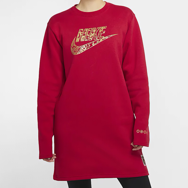 Платье Nike Sportswear Women's Long Sleeve, красный/золотой