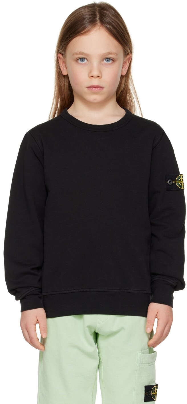 

Детская черная толстовка с нашивками Stone Island Junior