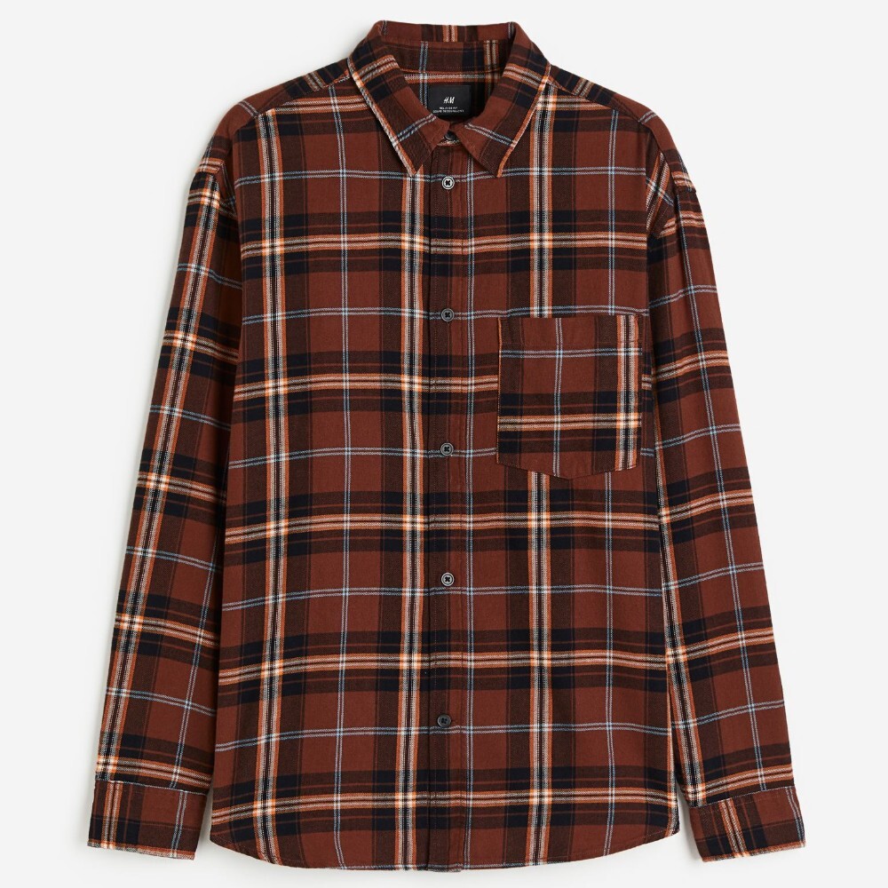 

Рубашка H&M Relaxed Fit Flannel, коричневый