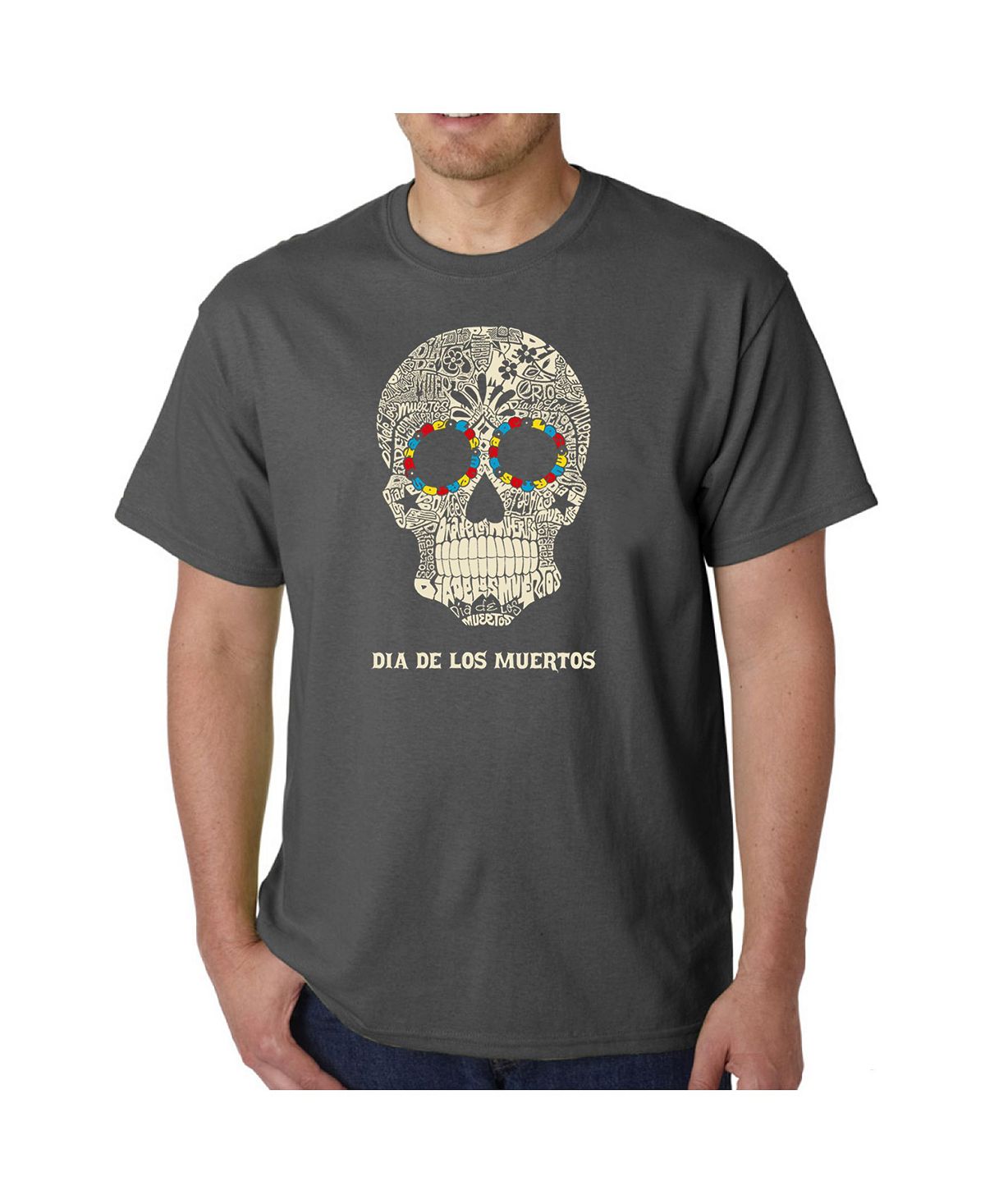 Мужская футболка word art - dia de los muertos LA Pop Art, серый мужская футболка сахарный череп с цветами l черный
