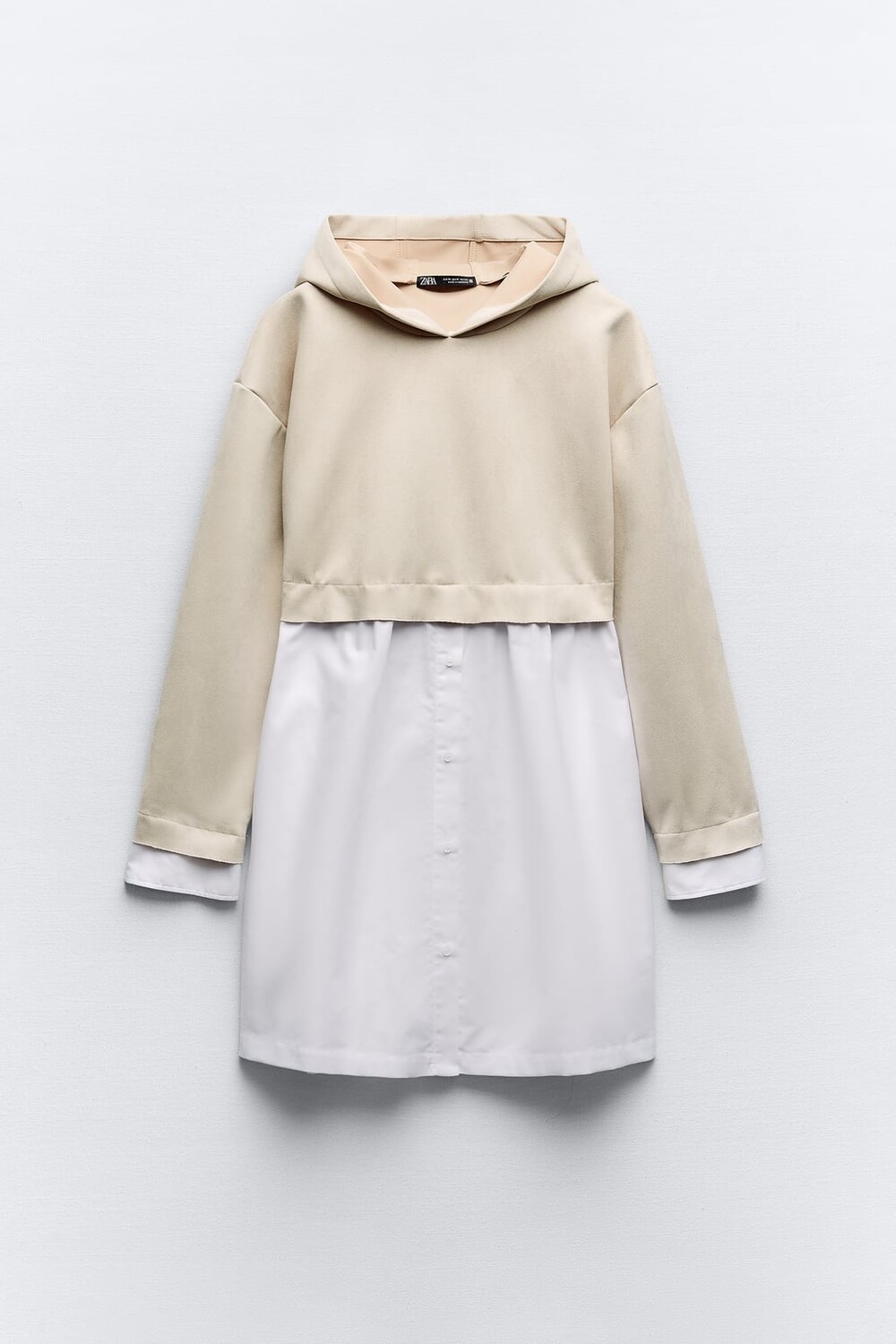 

Платье из искусственной замши с отделкой ZARA, экру