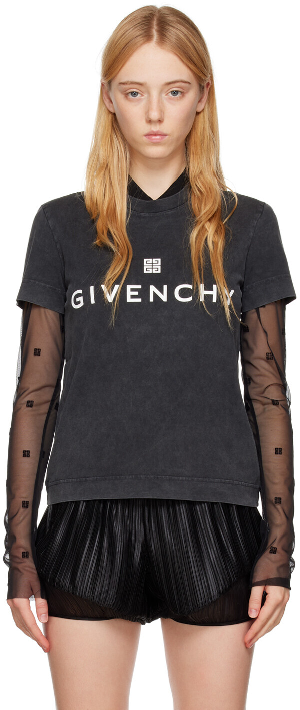 

Серая футболка с принтом Givenchy, Серый