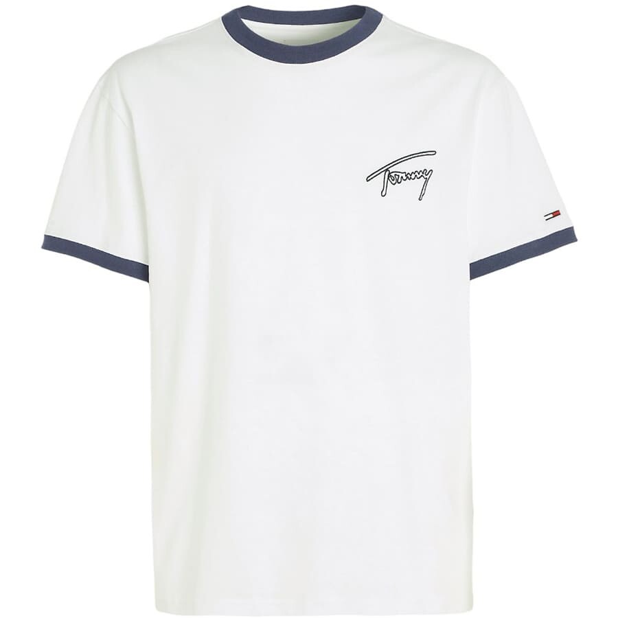 

Футболка Tommy Jeans Signature Logo Ringer, белый