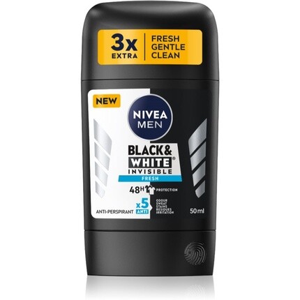 

Nivea Men Black & White Invisible Fresh твердый антиперспирант для мужчин, 50 мл