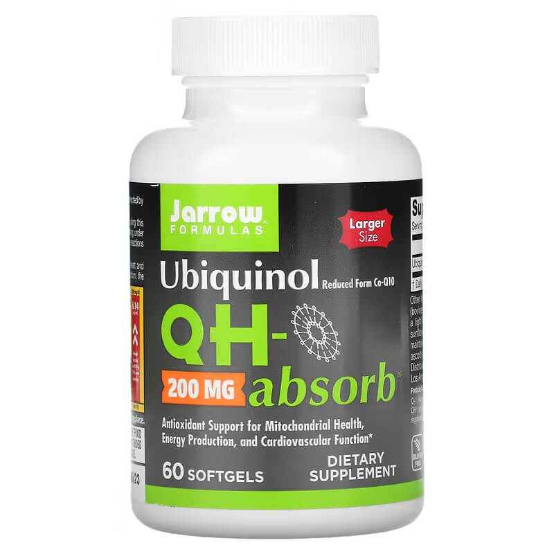 Убихинол QH-Absorb Jarrow Formulas 200 мг, 60 таблеток jarrow formulas убихинол qh absorb max absorb 200 мг 60 мягких таблеток