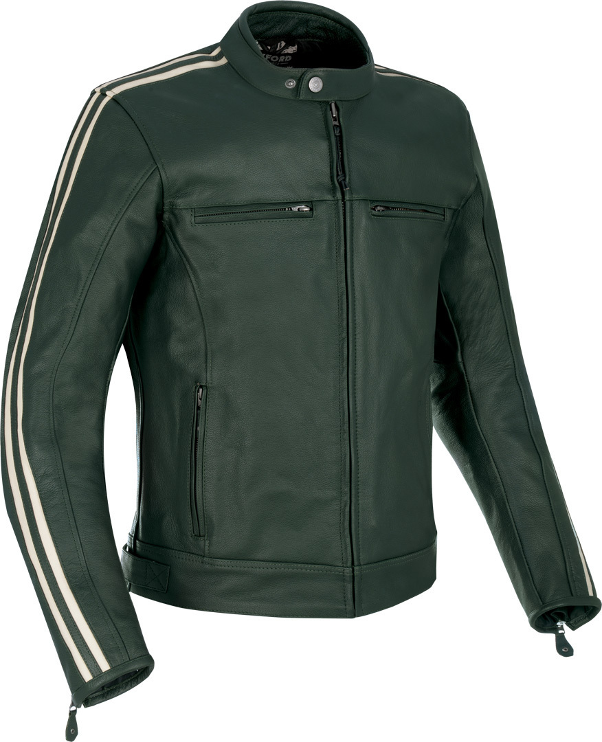 Куртка кожаная мотоциклетная Oxford Bladon, зеленый кожаная куртка quiksilver размер 6 зеленый