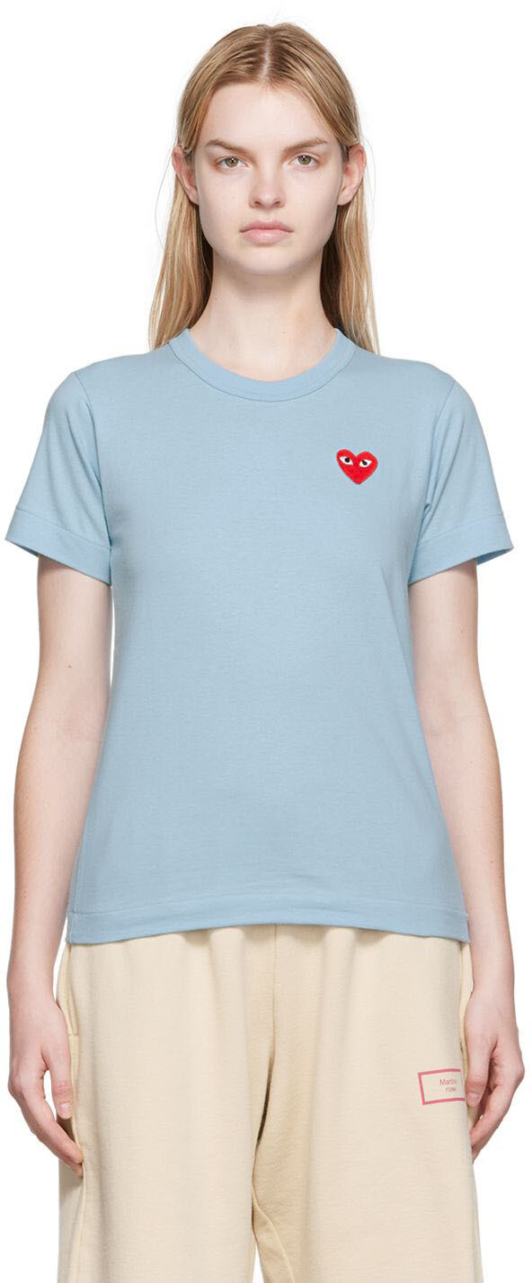

Синяя футболка с нашивкой в ​​виде сердца Comme des Garçons Play, Синий