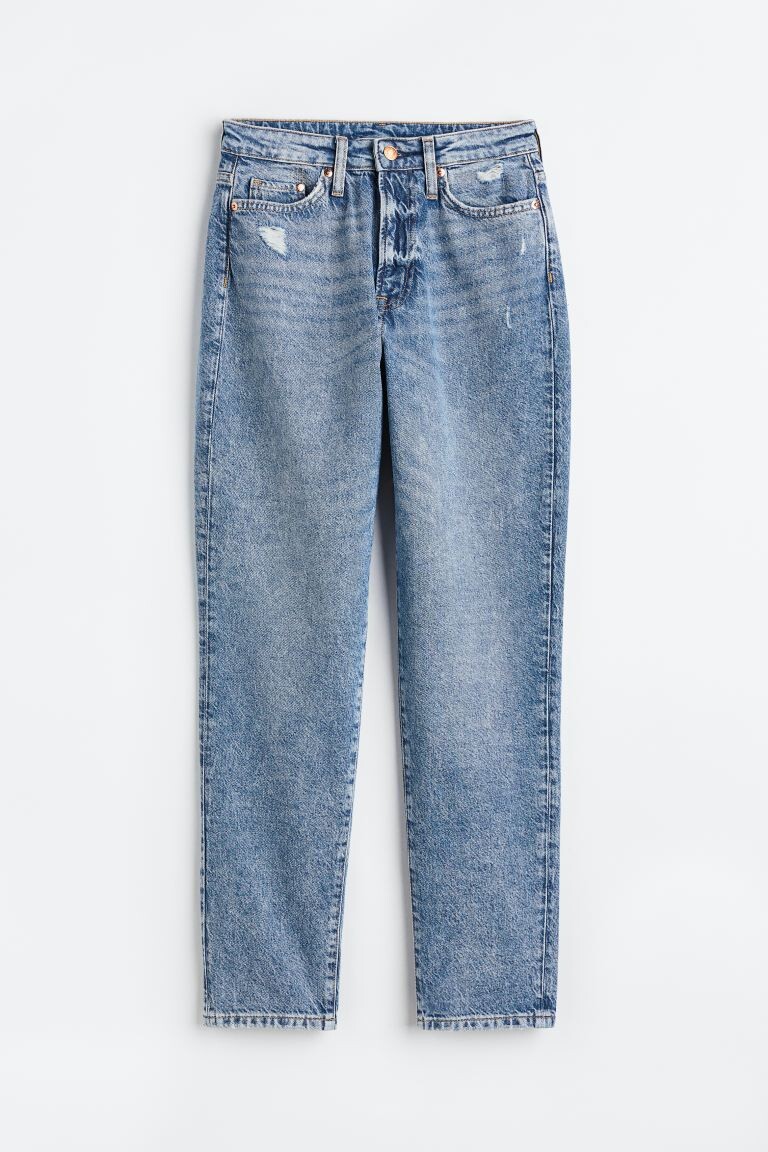 

Ультравысокие джинсы Mom Comfort H&M, синий деним
