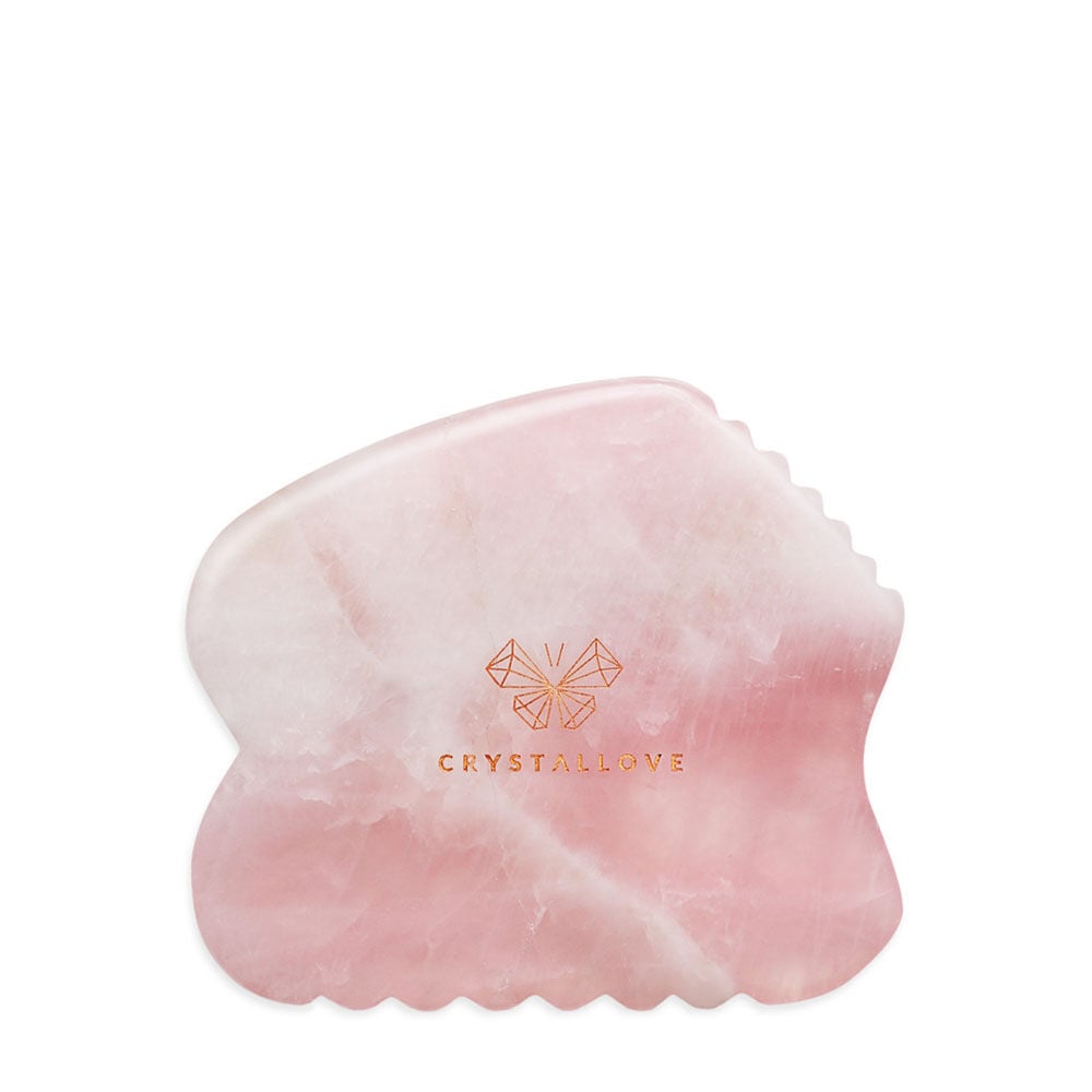 Crystallove Contour Gua Sha Массажная пластина для лица гуаша из розового кварца, 1 шт. - фото