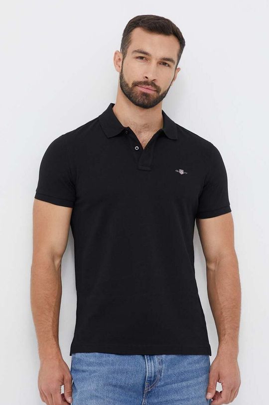 Рубашка-поло из хлопка Gant, черный