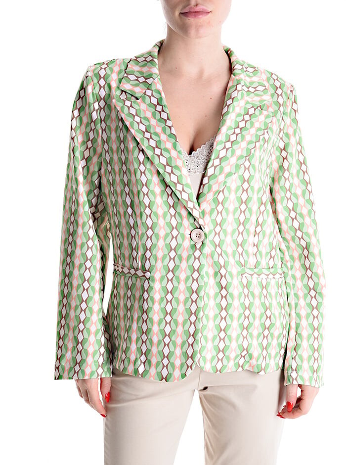 

Блейзер с геометрическим узором на пуговицах, зеленый