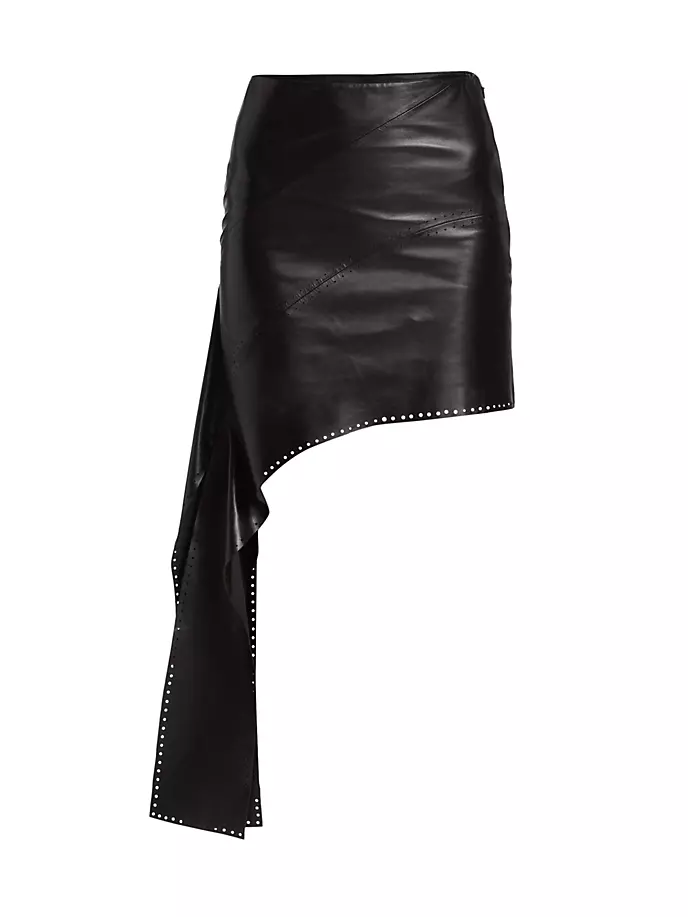

Кожаная мини-юбка с асимметричным разрезом Slash Helmut Lang, черный