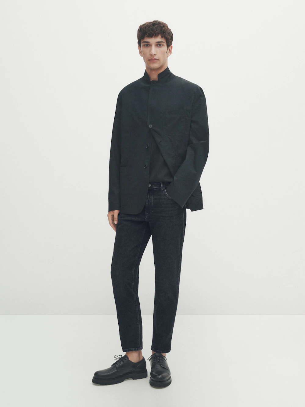 

Зауженные джинсы dirty wash Massimo Dutti, индиго