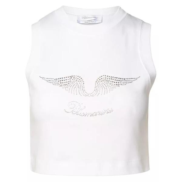 

Футболка crop tank top in cotton Blumarine, белый