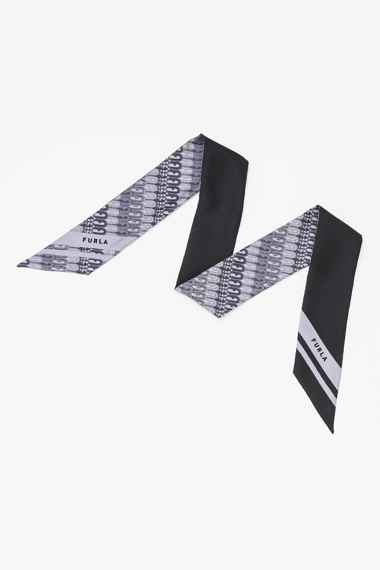 Шелковый шарф Metropolis с монограммным узором Furla, черный