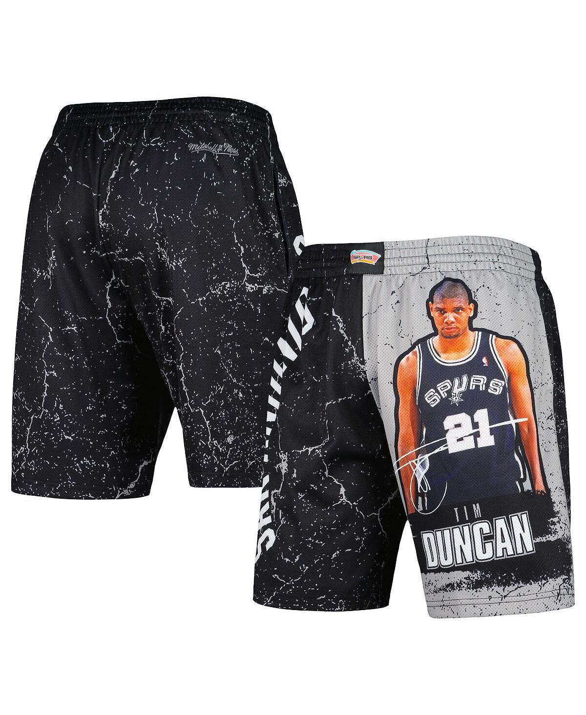 Черные мужские шорты Tim Duncan San Antonio Spurs Hardwood Classics Player Burst Mitchell & Ness