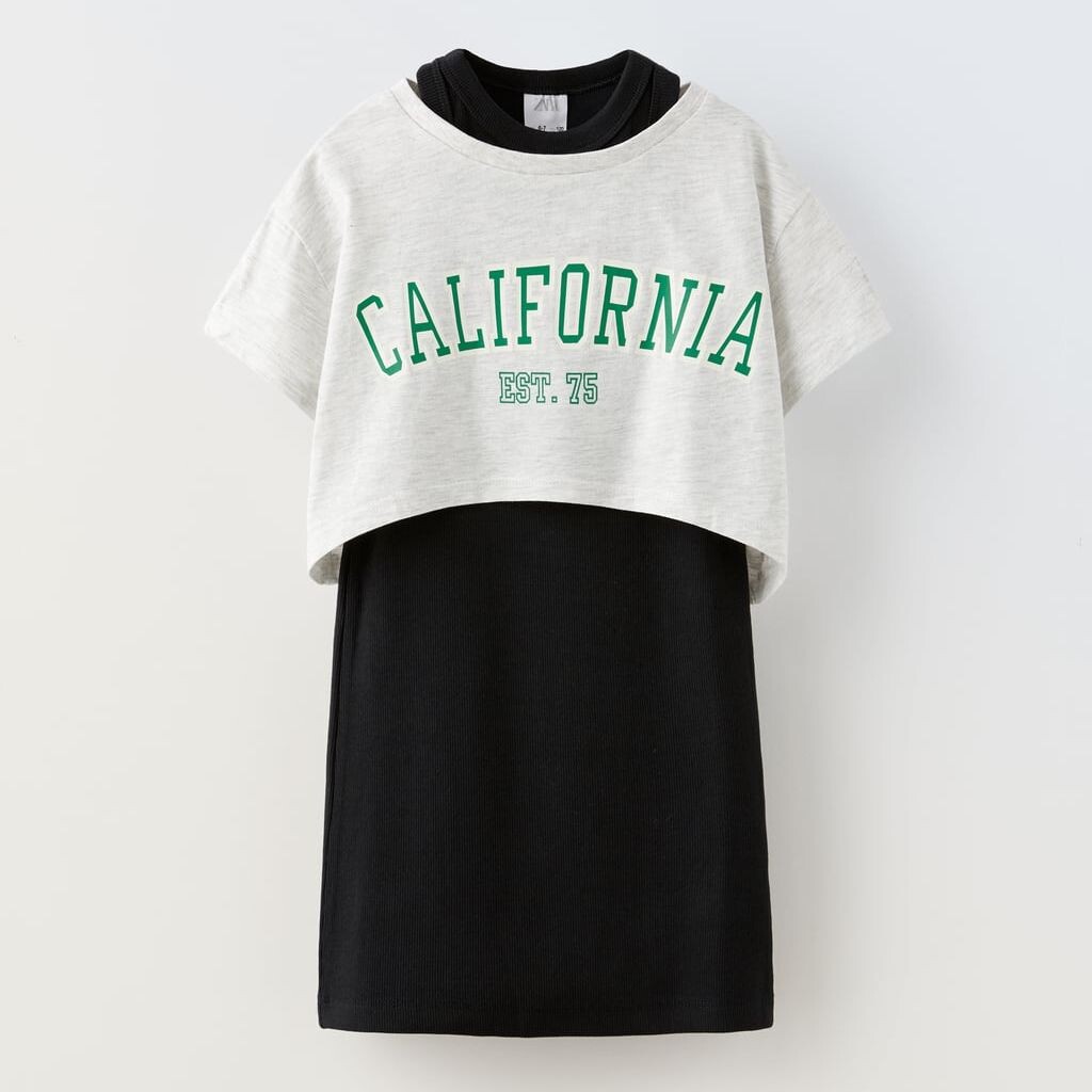 

Платье Zara With Contrasting Ribbed Detail, черный/светло-серый