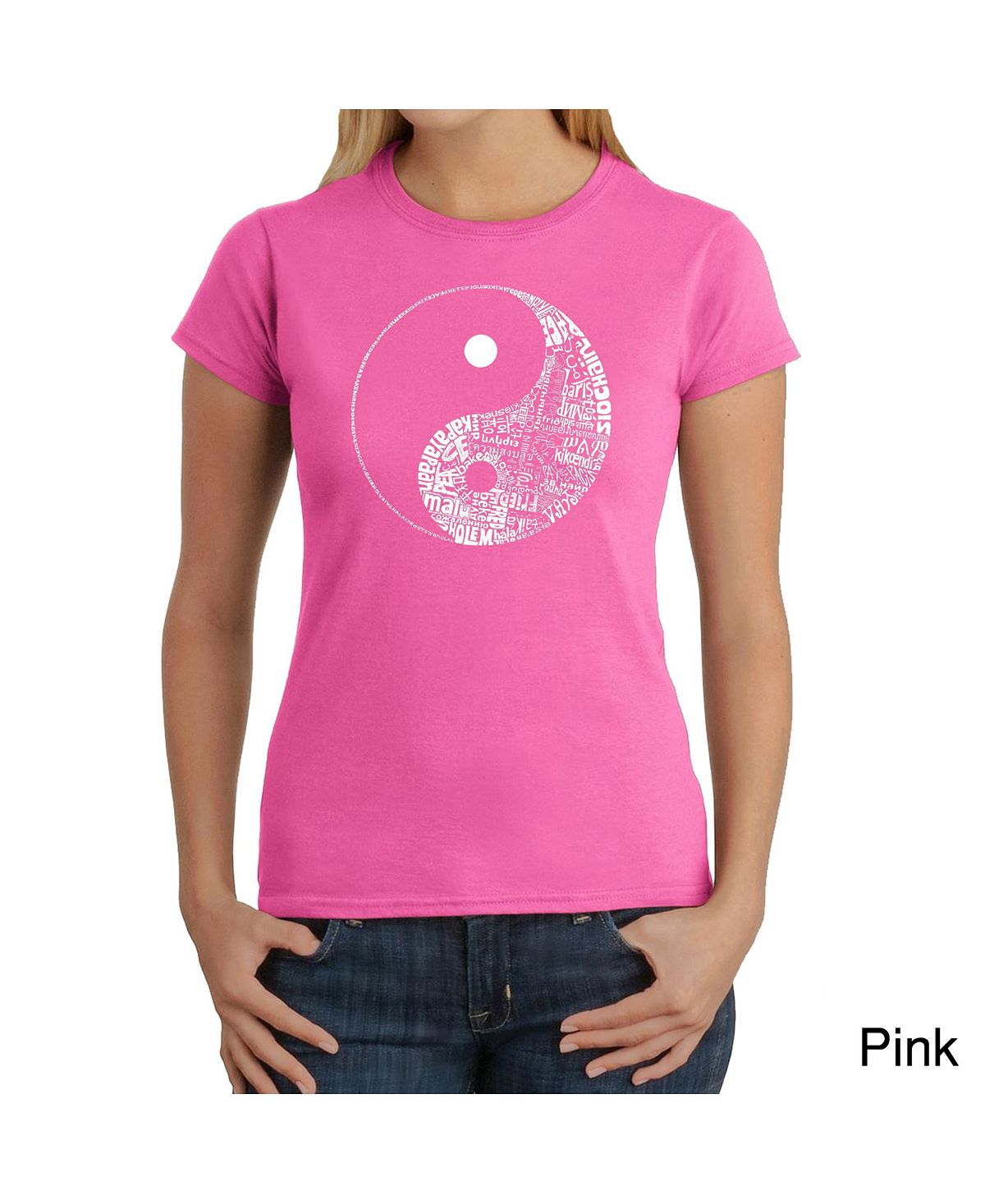 Женская футболка с надписью wordart - инь ян LA Pop Art, розовый ян карский праведник мира