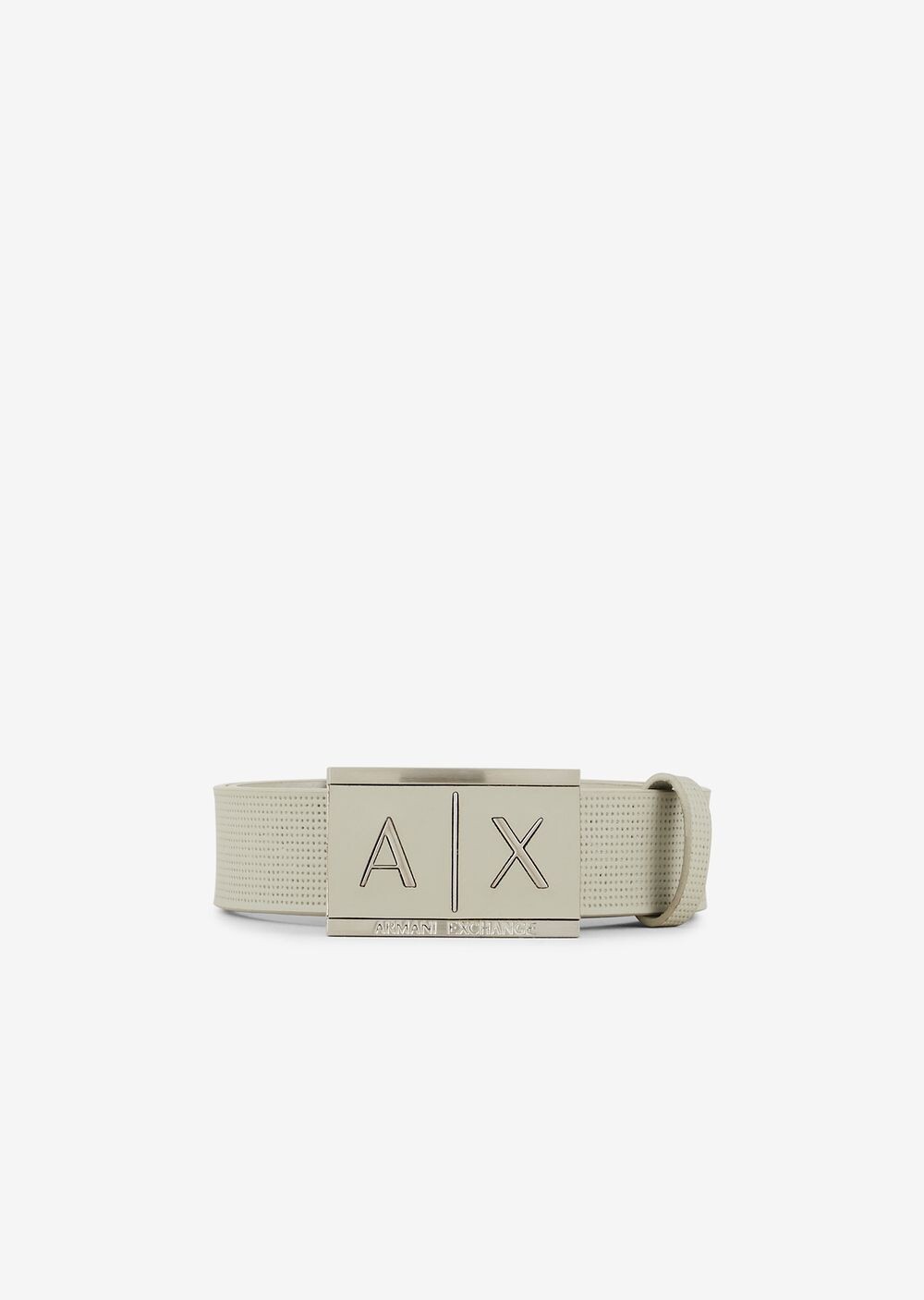 

Кожаный ремень с пряжкой-логотипом Armani Exchange, бежевый