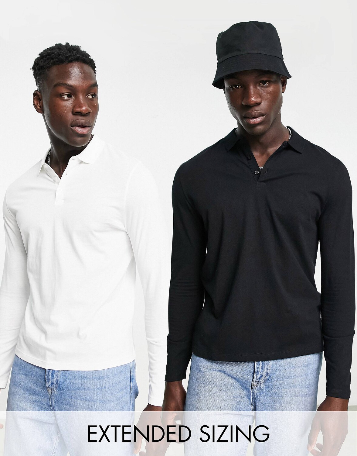 

Разноцветная футболка-поло с длинными рукавами ASOS DESIGN, Черный