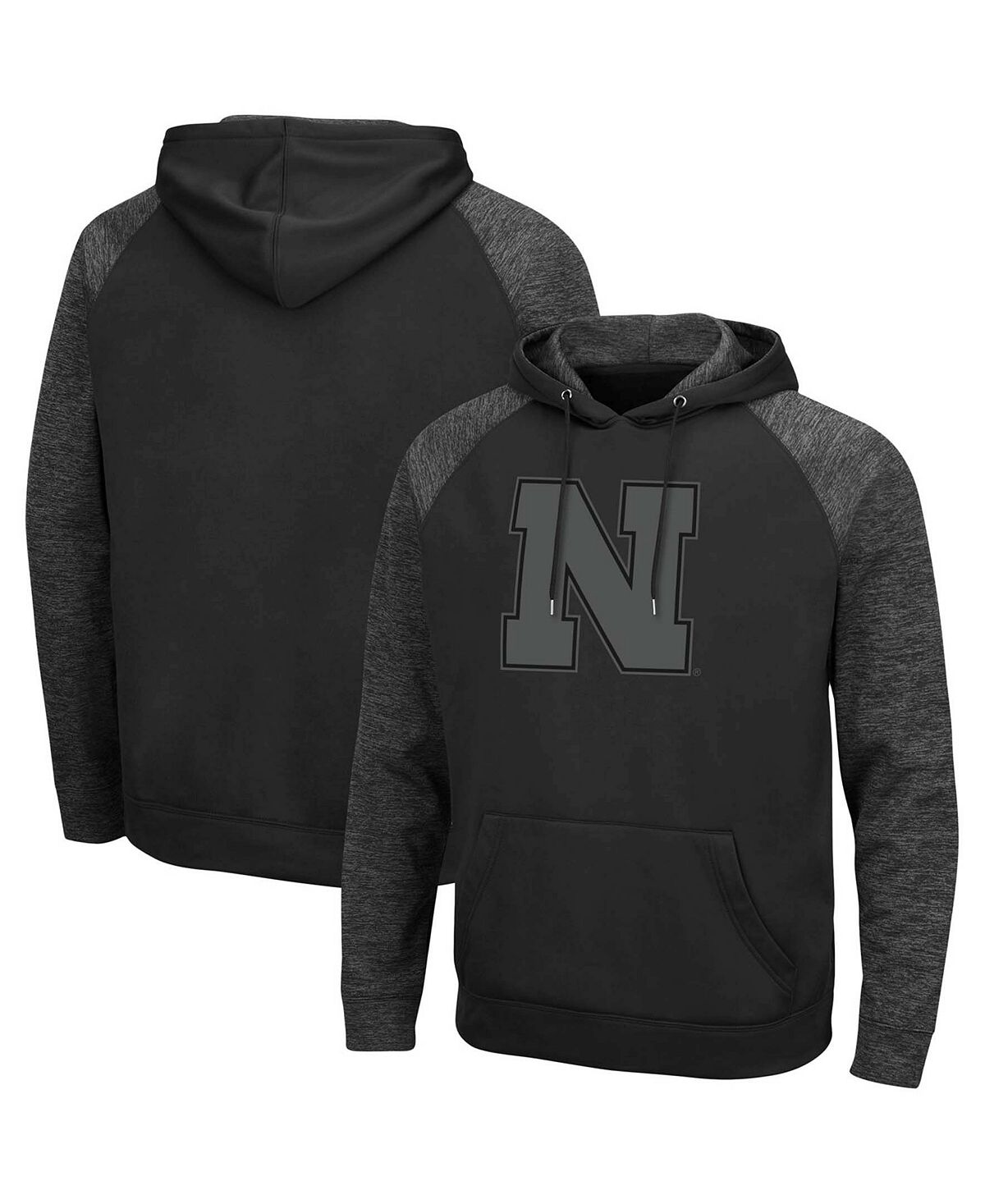 

Мужская черная толстовка с капюшоном nebraska huskers blackout 3.0 tonal raglan pullover Colosseum, черный